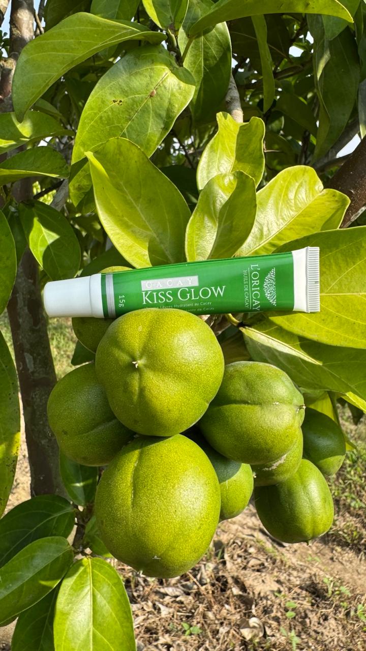 Cacay Kiss Glow Lip Balm L'ORICAY de 15 g sobre frutos de cacay en el cultivo del Casanare